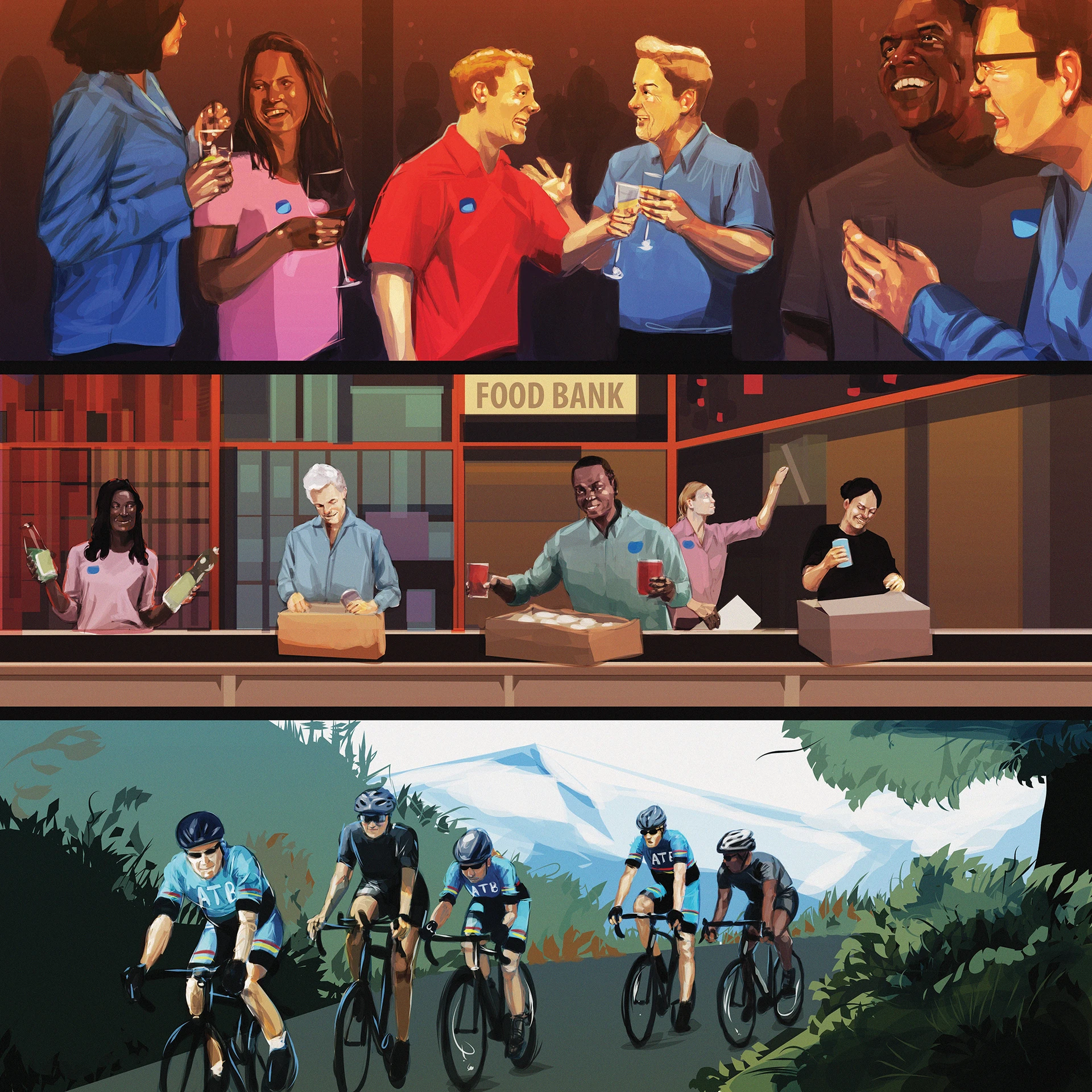 Illustration Called Corporate Storyboard for Bank by Michael Grills