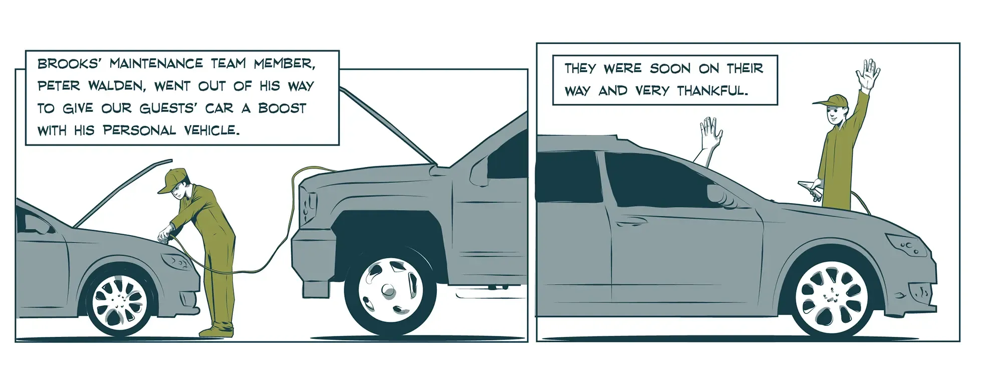 A Canalta Maintainance member helps out a customer.