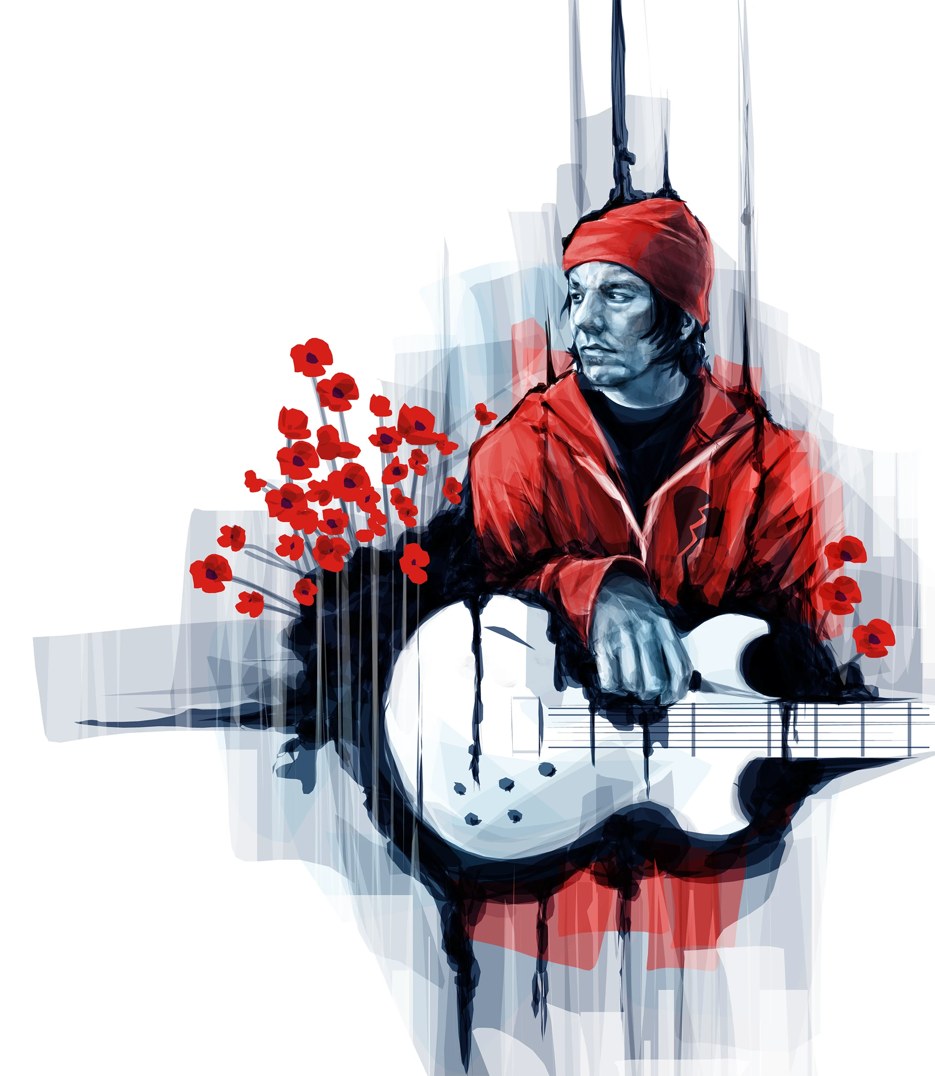 Illustration Called Elliot Smith - Suicide by Michael Grills