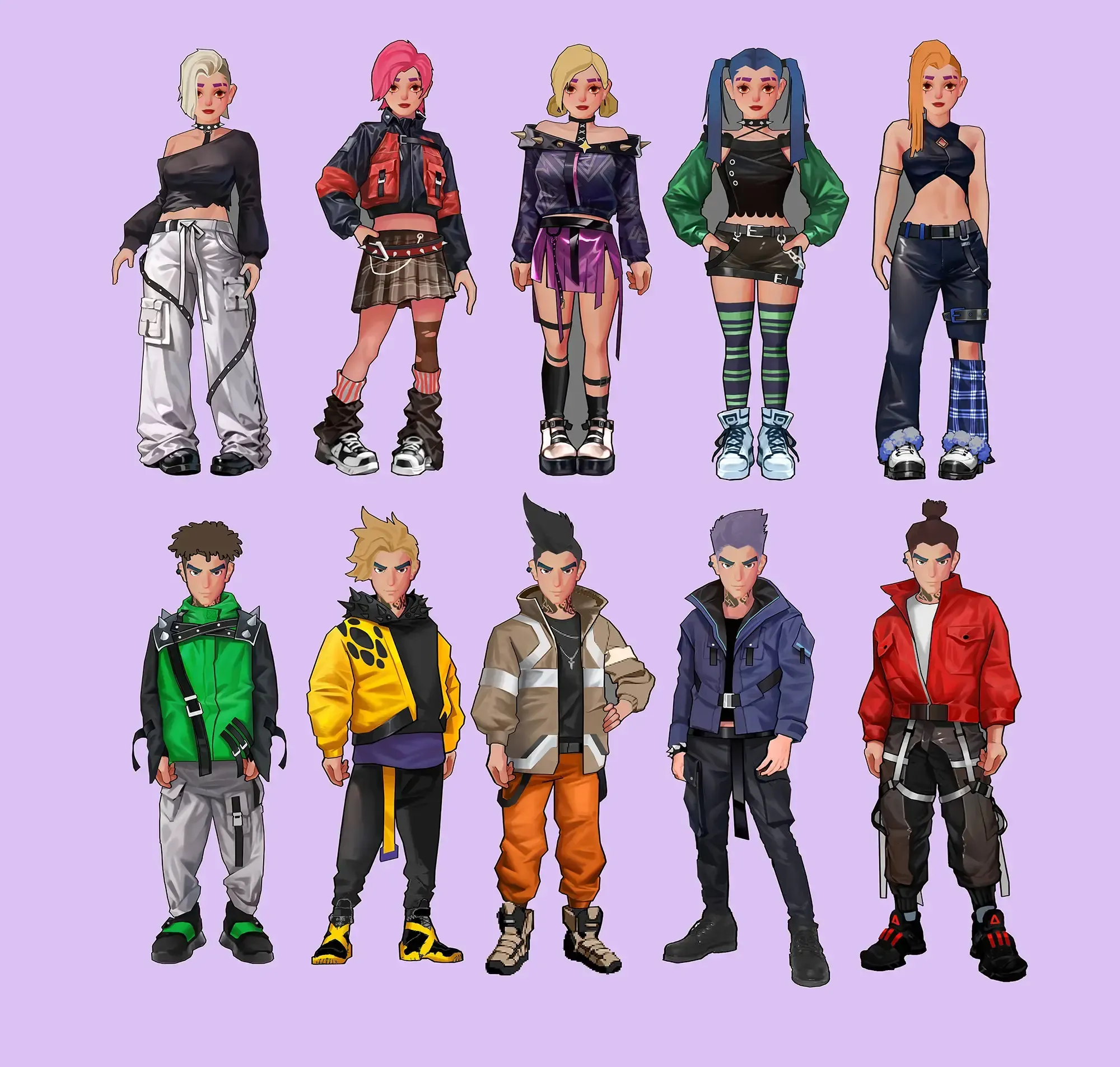 Concept art of FuturePunk Outfits