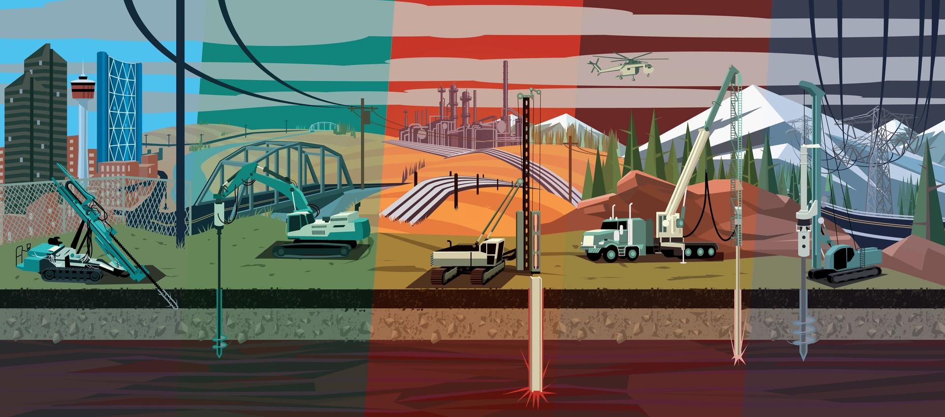 Illustration Called Mechanical Hole Diggers by Michael Grills