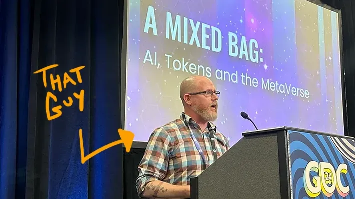 Michael Grills speaking at GDC