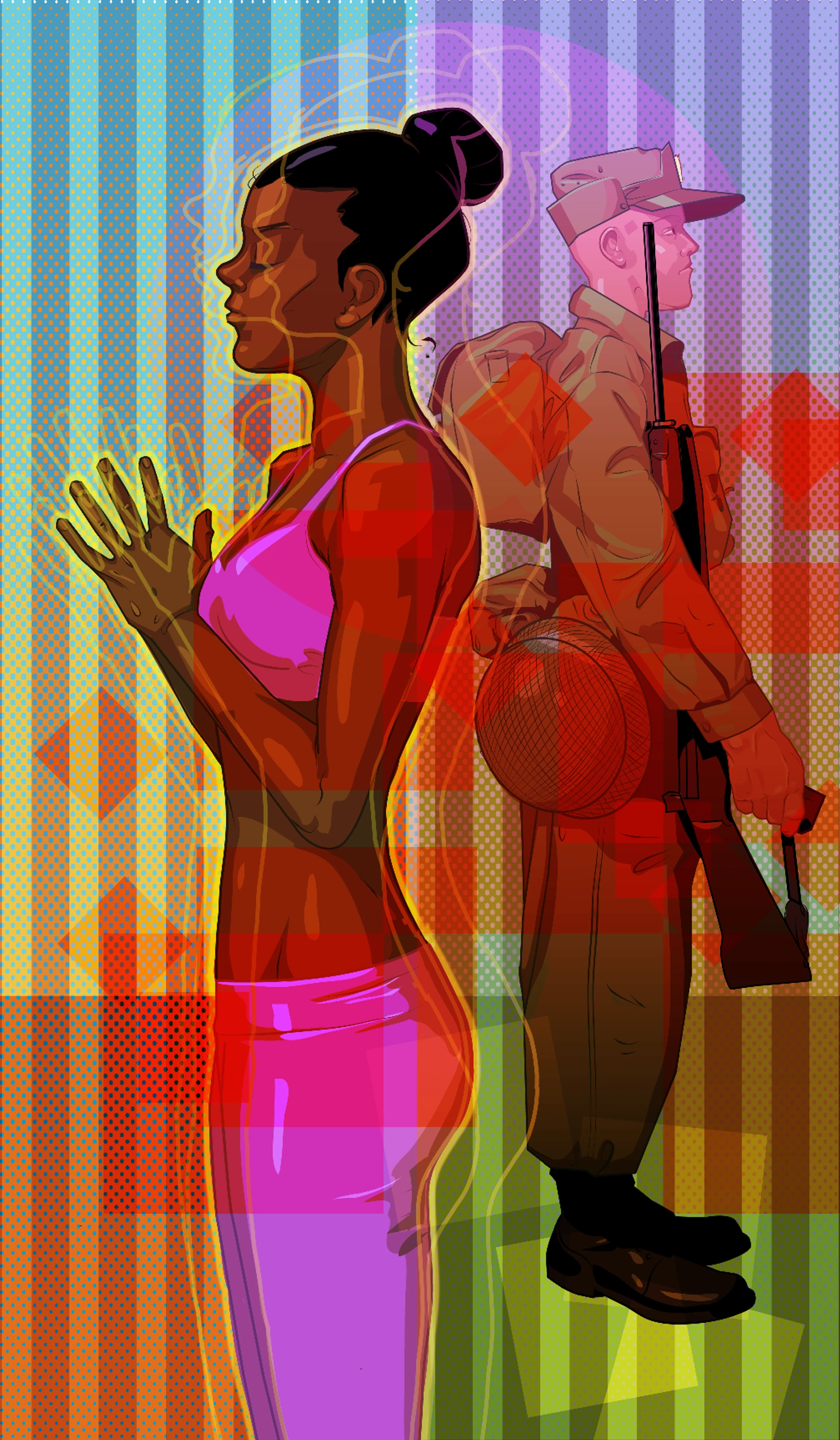 Illustration Called Yoga and Army by Michael Grills